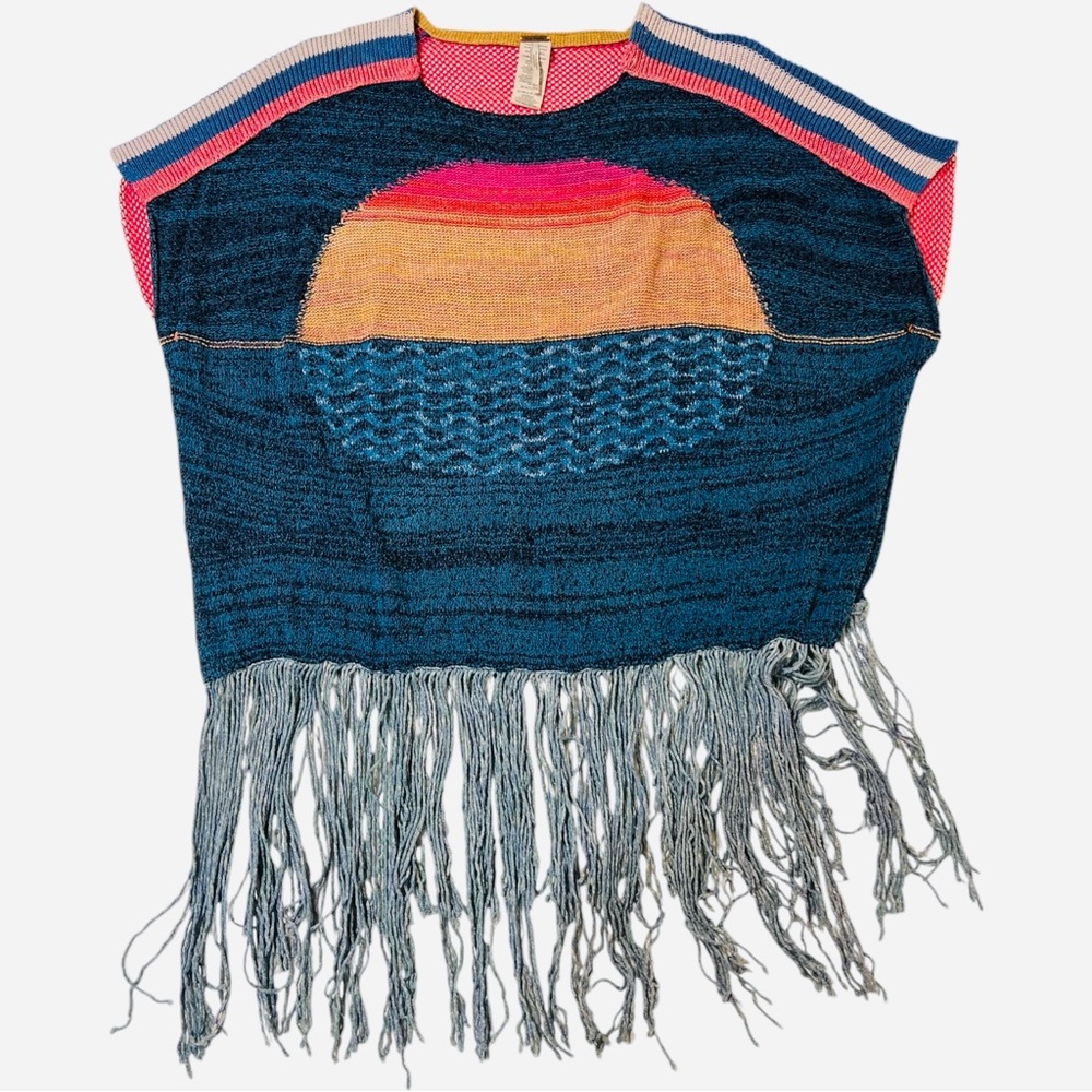FREE PEOPLE Sunset Fringe Knit Festival Boho Coverup Top | XS/S | Retail $168 - Picture 2 of 8